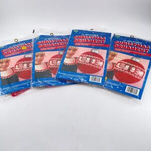 Vintage Fun World 12 Inch Inflatable Christmas Ornament Lot of 4 Red Santa 7060
